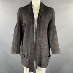 JOHN ELLIOTT Size XL Grey Black Knit Linen  Cotton Cape Cardigan